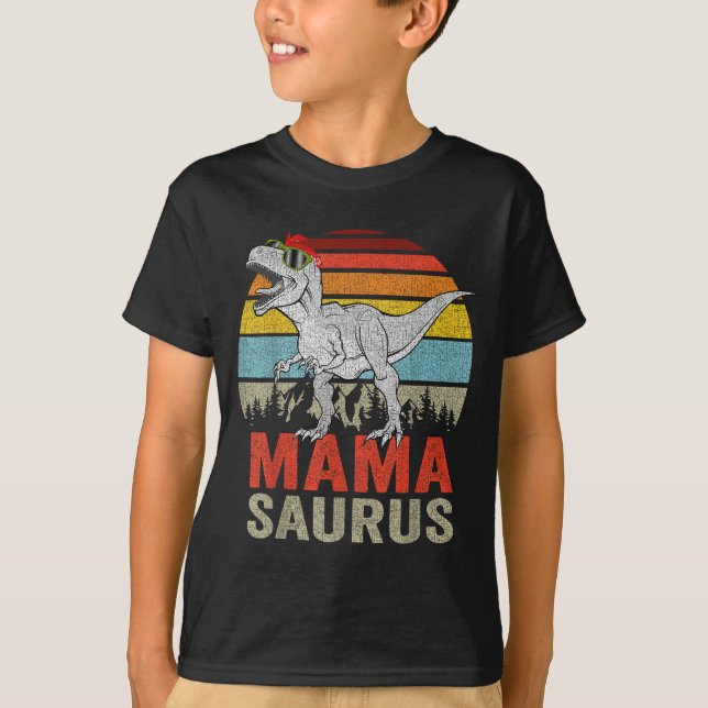 Mamasaurus Dinosaur Mama Saurus T Rex Funny Family T-Shirt (Front)
