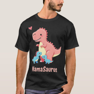MamaSaurus Mommy & Twin Baby Boy T-Rex Dinosaurs T-Shirt