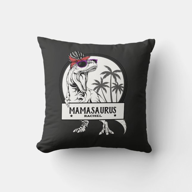 Mamasaurus Mum T rex Dino Funny Custom Name Cushion (Front)