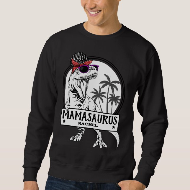 Mamasaurus Mum T rex Dino Funny Custom Name Sweatshirt (Front)