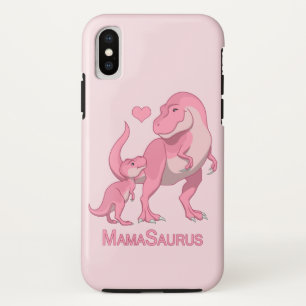 MamaSaurus T-Rex and Baby Girl Dinosaurs iPhone X Case
