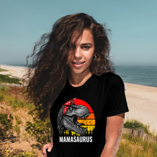 Mamasaurus T-rex Bandana Vintage Retro Sunset T-Shirt
