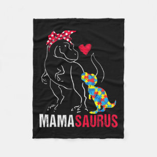 Mamasaurus T Rex Dinosaur Mama Saurus Autism Aware Fleece Blanket