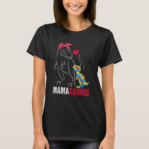 Mamasaurus T Rex Dinosaur Mama Saurus Autism Aware T-Shirt