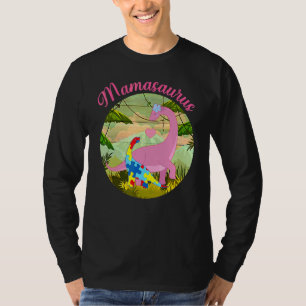 Mamasaurus T Rex Dinosaur Mama Saurus Autism Aware T-Shirt