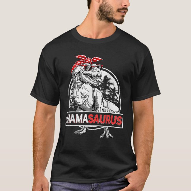 Mamasaurus T Rex Funny Mama Saurus Family Matching T-Shirt (Front)