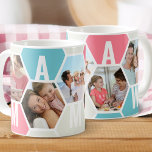 Mamaw 5 Photo Editable 5 Letter Honeycomb Coffee Mug<br><div class="desc">Honeycomb coffee mug, personalised with 5 of your favourite photos and printed with a 5 letter name, such as MAMAW. The design features a honeycomb photo collage in a pretty colour palette of summer blue pink and alabaster, with a cute little bee. If you want to change the colours, click...</div>