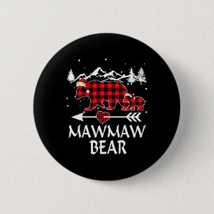 Mamaw Bear Family Christmas 2024 Red Buffalo Plaid 6 Cm Round Badge