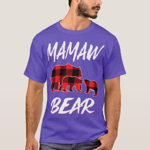 Mamaw Bear Red Plaid Christmas Pajama Matching Fam T-Shirt