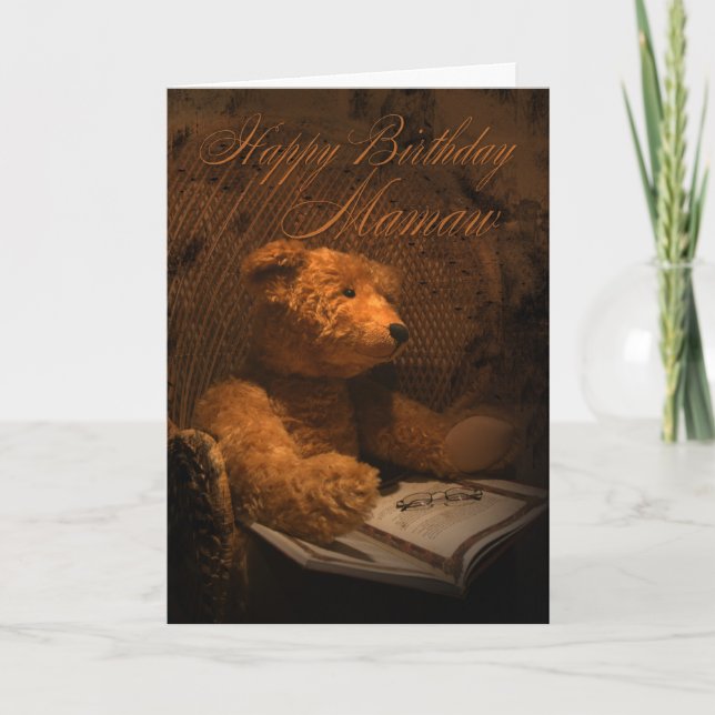 Mamaw Birthday Card - Old Fashioned Teddy Bear (Front)