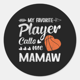 Mamaw Bysketbyll My Favourite Player Calls Me Mama Classic Round Sticker