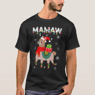 Mamaw Christmas Llama Lights Matching Family T-Shirt