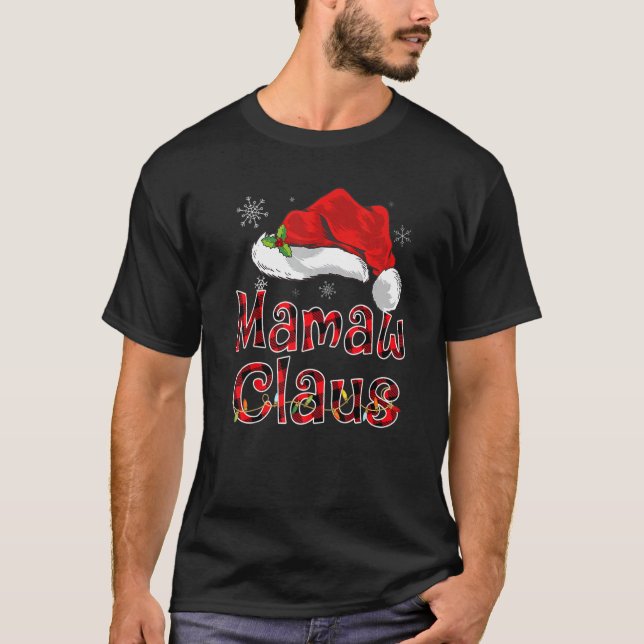 Mamaw Claus Christmas Red Plaid Family Matching Pa T-Shirt (Front)