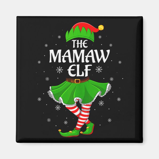 Mamaw Elf Christmas Family Girls Women Elf Squad X Magnet (Front)