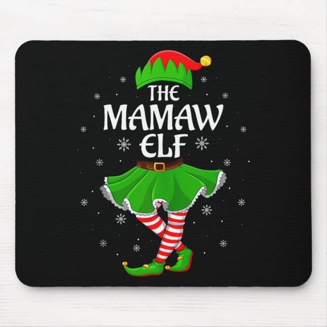 Mamaw Elf Christmas Family Girls Women Elf Squad X Mouse Pad (Front)