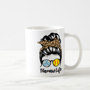 Mamaw Life Messy Bun Hair Funny Softll Volleyll Ma Coffee Mug
