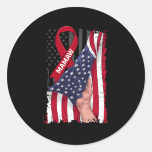 Mamaw Multiple Myeloma Awareness Ribbon American F Classic Round Sticker