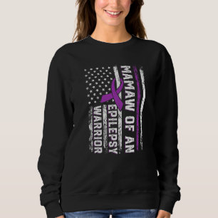 Mamaw of a Warrior Epilepsy Purple Ribbon Support Sweatshirt