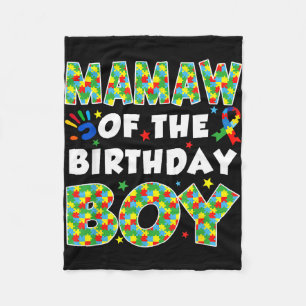 Mamaw of the bday boy autism awareness puzzle fleece blanket