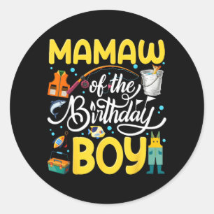 Mamaw Of The Birthday Boy Fishing Family Bday Classic Round Sticker