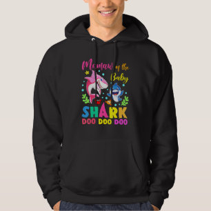 Mamaw Of The Birthday Boy Shark Pink Blue Doo Doo Hoodie