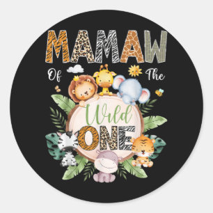 Mamaw Of The Wild One 1st Birthday Safari Jungle A Classic Round Sticker