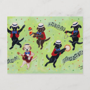 Mambo Labrador Musicians Painting Postcard