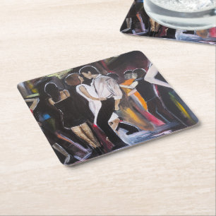 Mambo Night Painting by Alfred Fox Square Paper Coaster