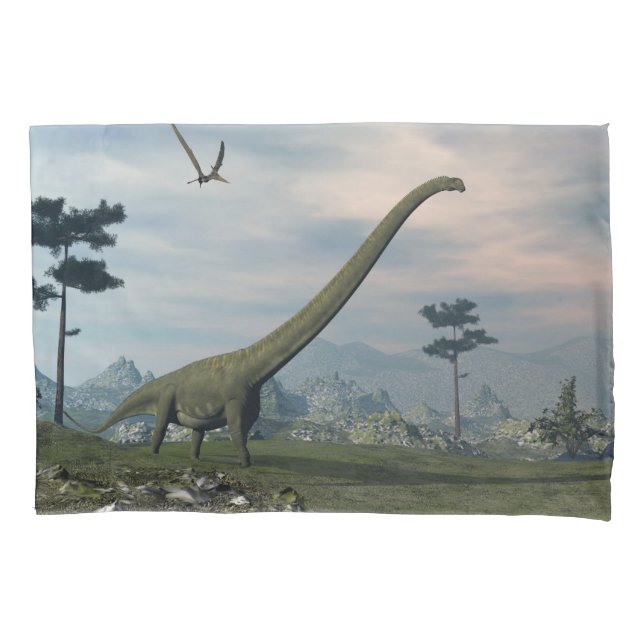 Mamenchisaurus dinosaur walk -3D render Pillowcase (Front)