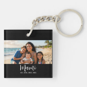 Mami Established Modern Script Photo Key Ring