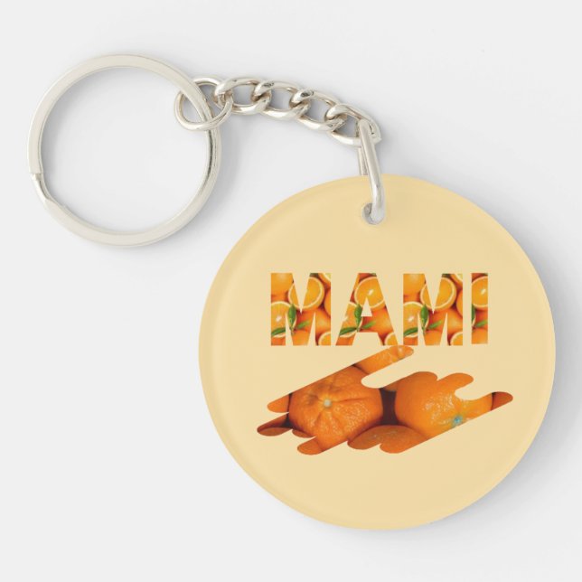 MAMI Orange Typography Art Key Ring (Front)