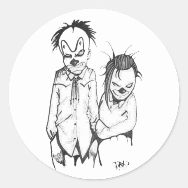 Mamma and Pappa drawing square sticker (Front)