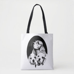 Mamma Cocker Spaniel dog And puppies Animal pets Tote Bag
