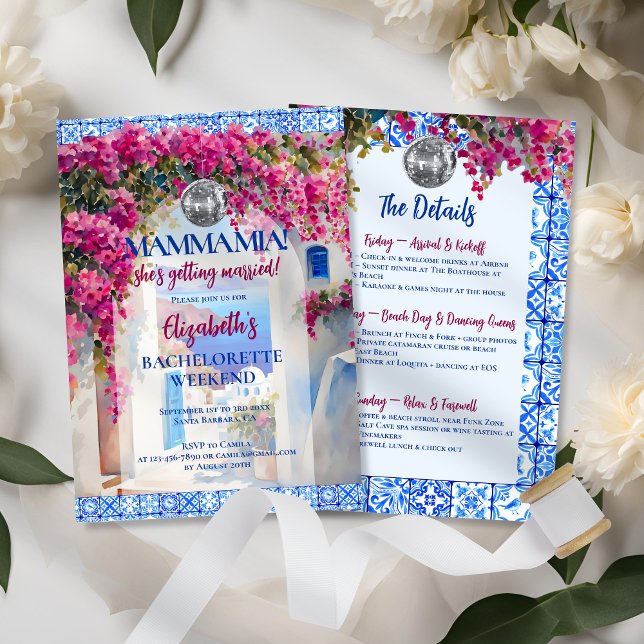 Mamma Mia Floral Bachelorette Party Itinerary Invitation (Creator Uploaded)