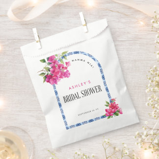 Mamma Mia Floral Blue Tile Bridal Shower Favour Bag