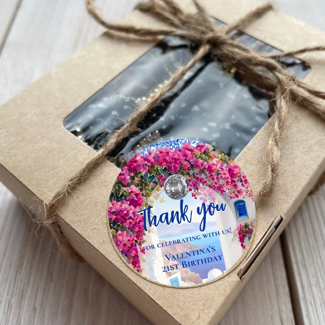 Mamma Mia Greek Disco Dancing Queen Birthday Party Classic Round Sticker (Creator Uploaded)