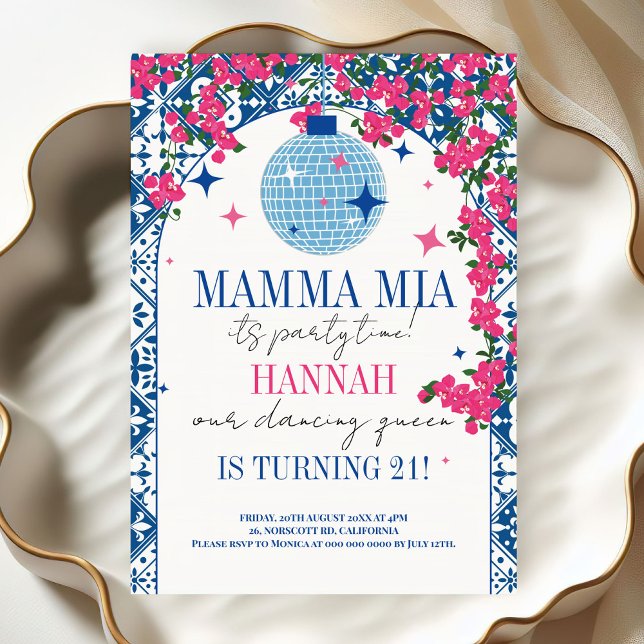 Mamma Mia Mediterranean Dancing Queen Birthday Invitation (Creator Uploaded)