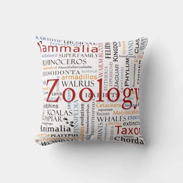 Mammals in Typography Cushion (Front)