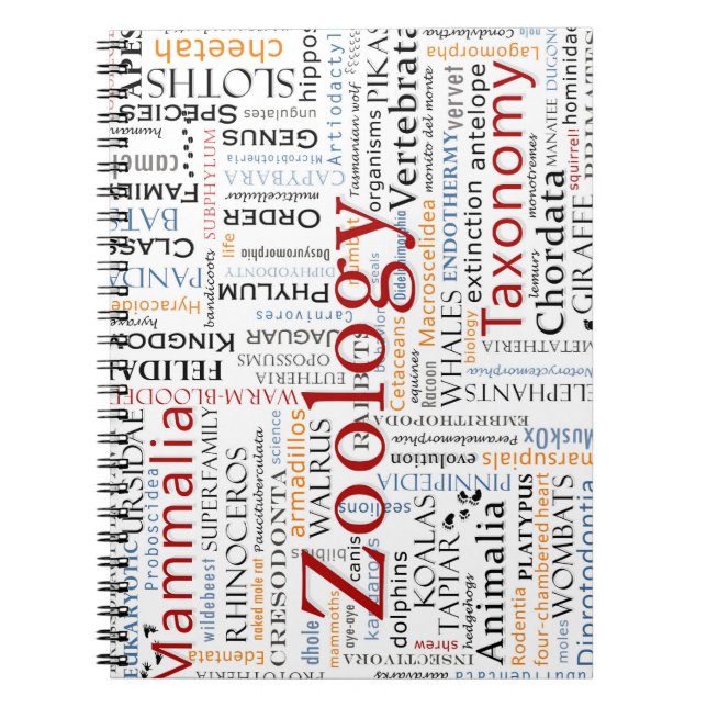 Mammals in Typography Notebook (Front)