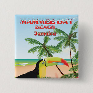 Mammee Bay Beach Jamaica travel poster 15 Cm Square Badge