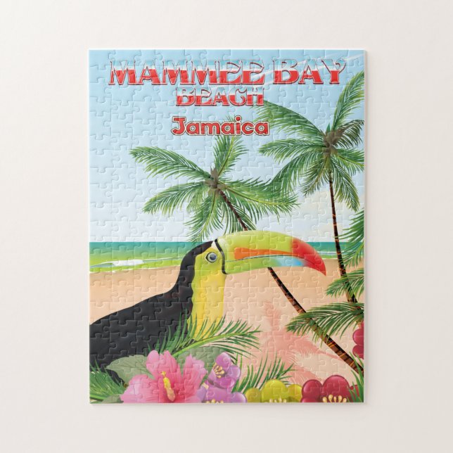 Mammee Bay Beach Jamaica travel poster Jigsaw Puzzle (Vertical)