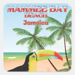 Mammee Bay Beach Jamaica travel poster Square Sticker