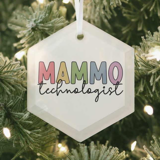Mammo Technologist Mammography Technician Gifts Glass Tree Decoration (Insitu)
