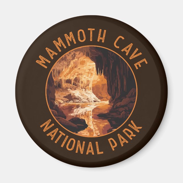 Mammoth Cave National Park Retro Distressed Circle Magnet (Front)
