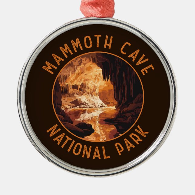Mammoth Cave National Park Retro Distressed Circle Metal Ornament (Front)