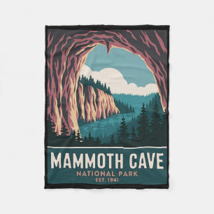Mammoth Cave National Park Vintage Camping Hiking Fleece Blanket