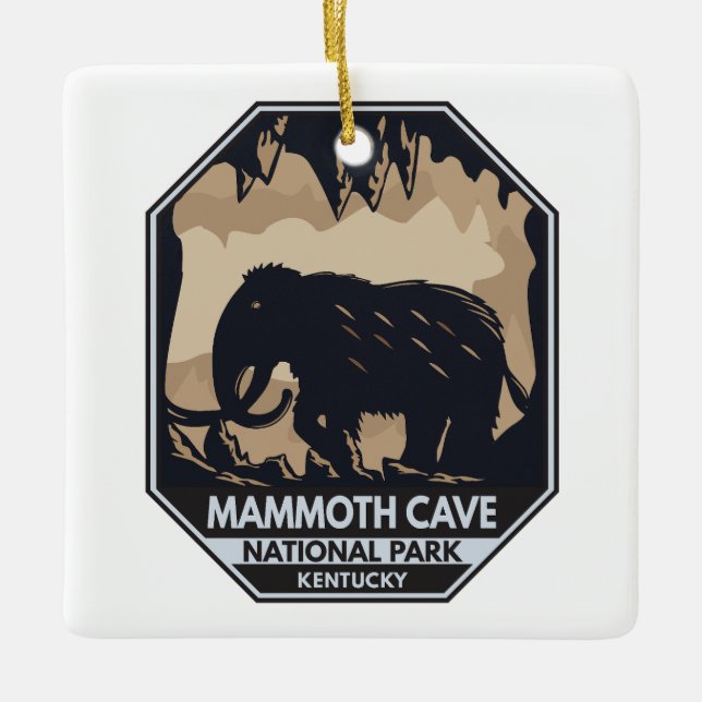 Mammoth Cave National Park Woolly Mammoth Emblem Ceramic Ornament (Front)