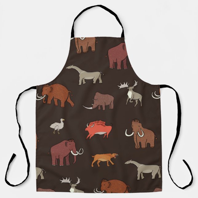 Mammoth Era: Prehistoric Themed Pattern. Apron (Front)