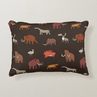 Mammoth Era: Prehistoric Themed Pattern. Decorative Cushion