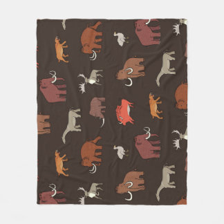 Mammoth Era: Prehistoric Themed Pattern. Fleece Blanket